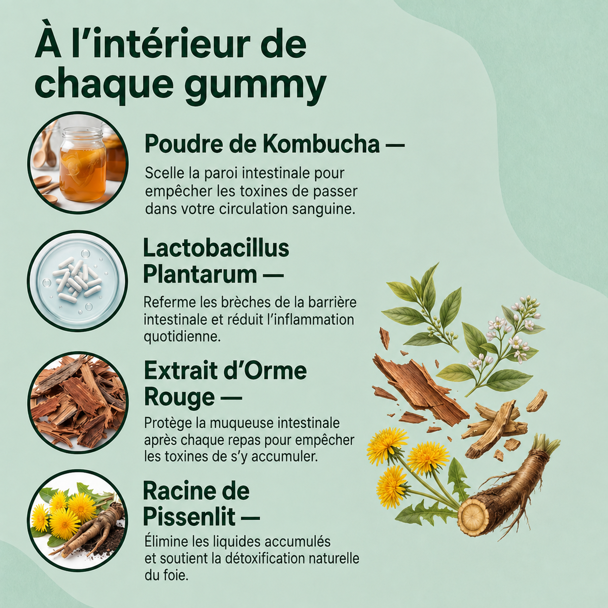 Gommes probiotiques au kombucha pour le soutien digestif