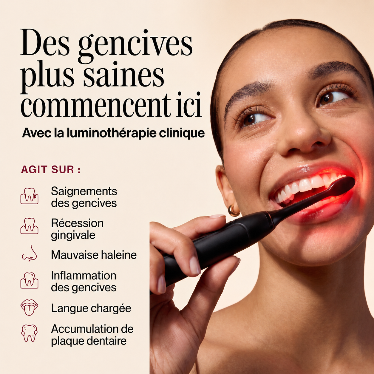 Brosse à dents Llorrea à lumière rouge + bleue