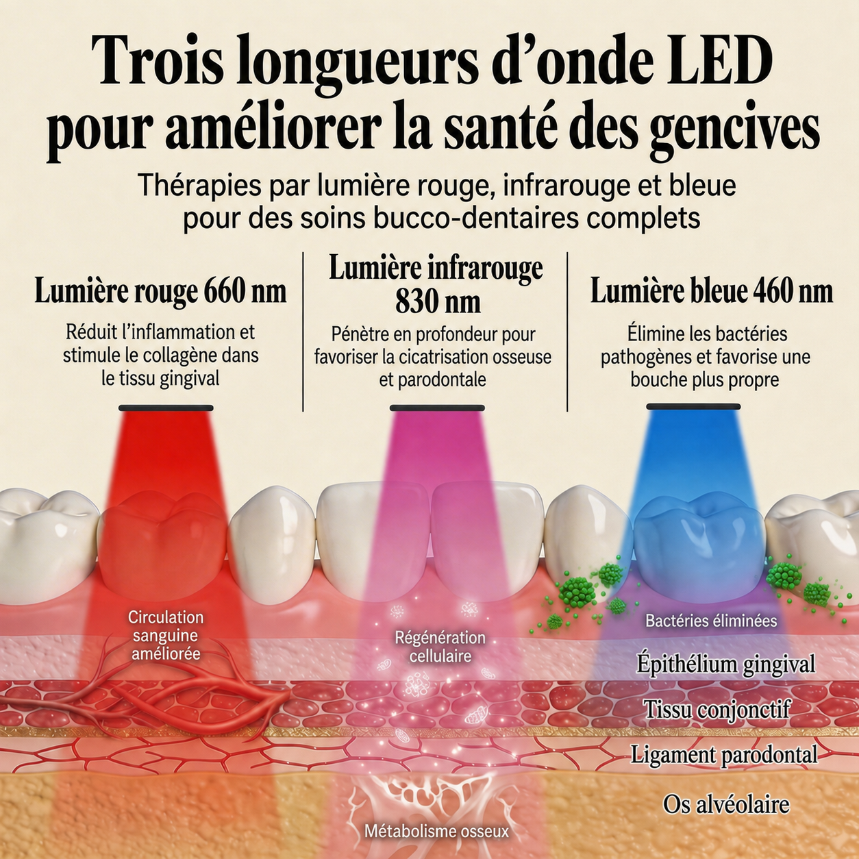 Brosse à dents Llorrea à lumière rouge + bleue